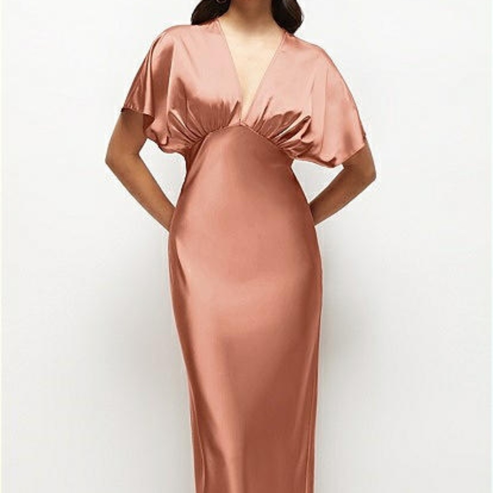 Dessy PLUNGE NECK KIMONO SLEEVE DRESS in copper penny